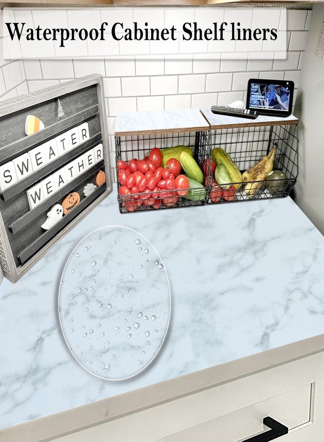 GMSWEET Cabinet Liners for Shelves Waterproof 20 Inch Wide X 20 Ft Non Adhesive Drawer Liners Marble Printed Non Slip Washable Shelf Liners for Kitchen Refrigerator Cupboard Pantry Bathroom - Image 2